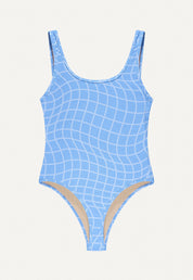 Surf Swimsuit "Zephyr" in blue pool print terry