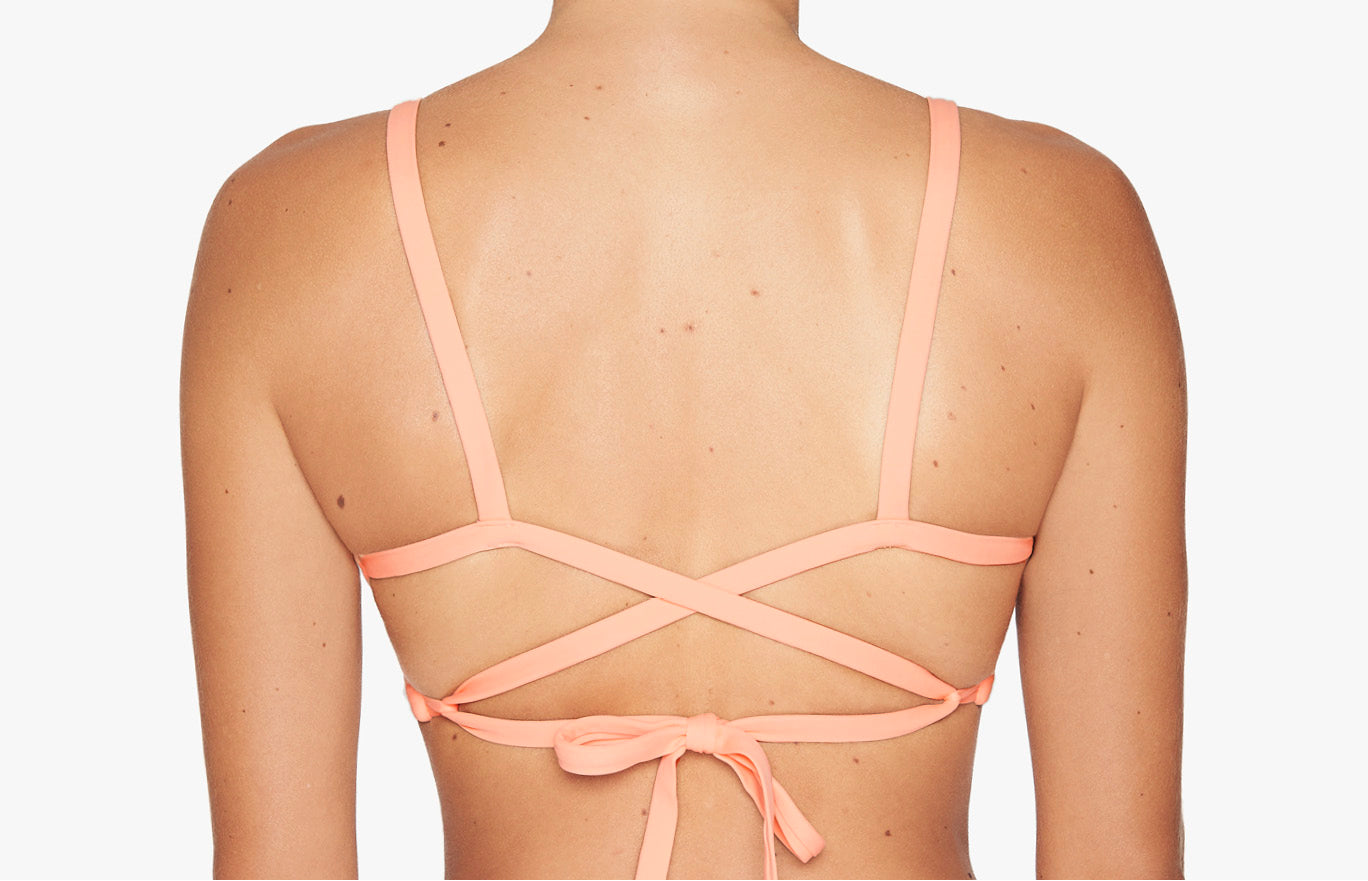 Surf Bikini Oberteil „Faya“ in Appeal Orange & Moss Grün 2