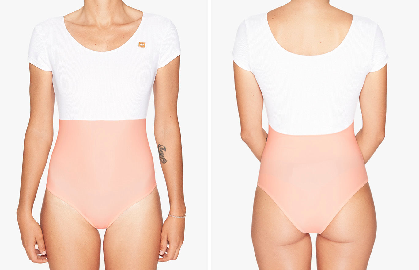 Surfanzug „Sawu“ in Appeal Orange & Weiss gerippt 2